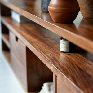 Cosmos Solid Sheesham Wood TV Unit In Honey Oak Finish