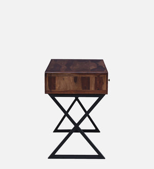 Arno Sheesham Wood Writing Table In Rustic Teak Finish