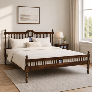 Nilaya Sheesham Wood King Size Bed In Provincial teak Finish (72 - 78 inch Mattress Size)