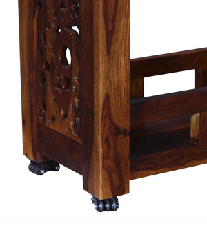 Lifty Solid Wood Bar Trolley in Provincial Teak Finish