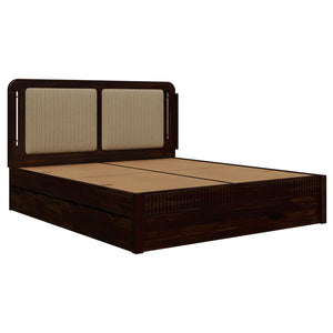 Lotus Sheesham Wood King Size Bed In Walnut FinishWith Drawer Storage (72 x 78 inches)