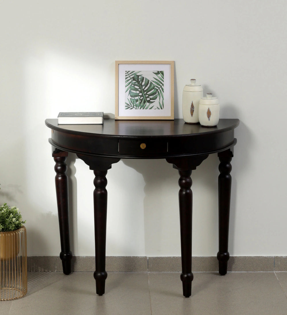 Abney Sheesham Wood Console Table In Walnut Finish