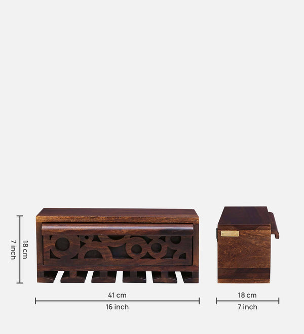 Lifty Sheesham Wood Wine Rack In Provincial Teak Finish