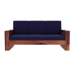 Maruti 3 Seater Wooden Sofa (BLUE Colour, Honey Finish)
