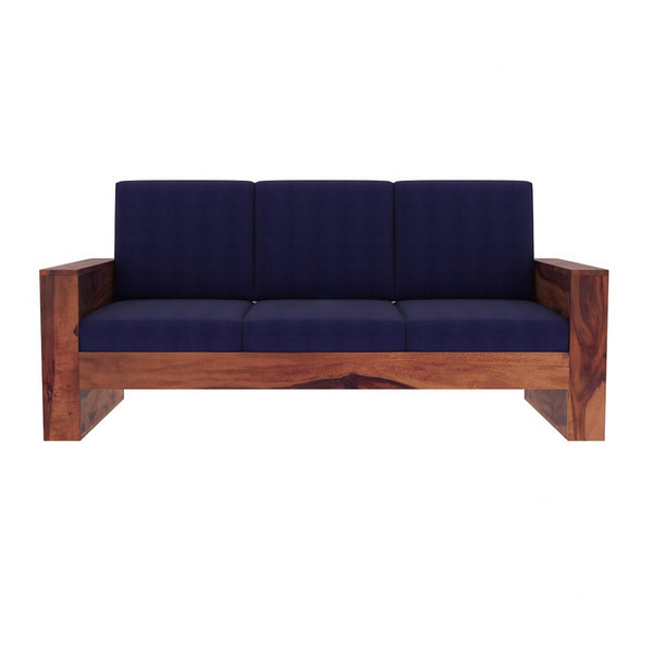 Maruti 3 Seater Wooden Sofa (BLUE Colour, Honey Finish)