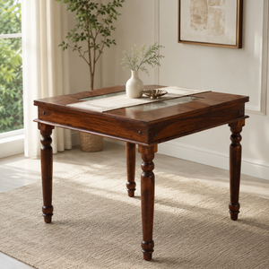 Rangrez Sheesham Wood 4 Seater Dining Table In Honey Oak Finish