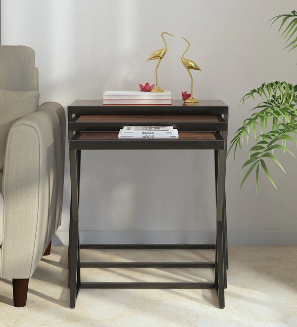 Nugent Sheesham Wood Nest Of Tables In Honey Oak Finish