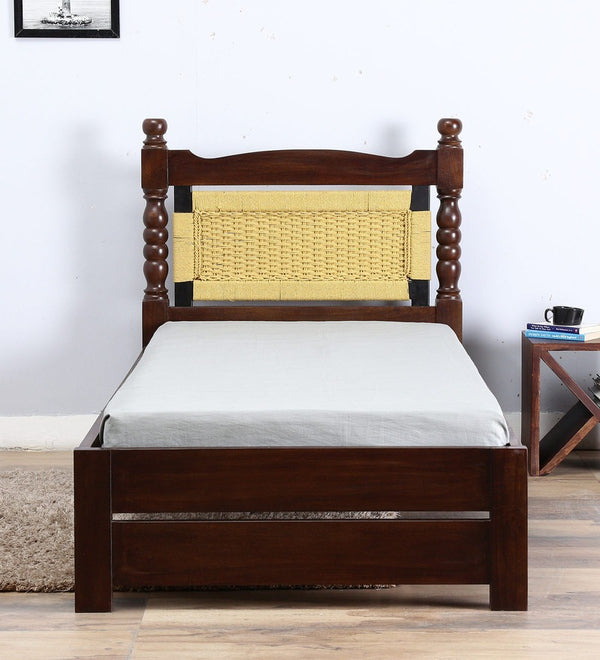 Rapipa Sheesham Wood Single Size Bed In Teak Finish With Non Storage (36x 78 inches)