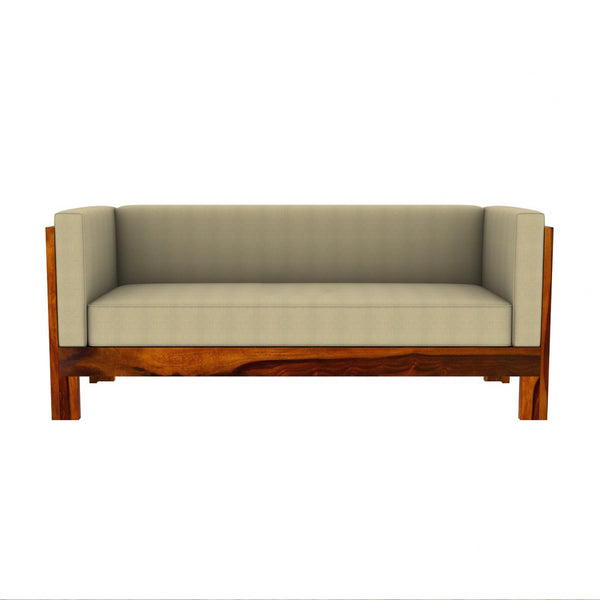 Prashiv 3+2 Seater Wooden Sofa (Creame Colour, Honey Finish)