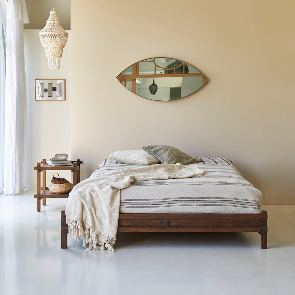Quinlynn Solid wood Queen Size Bed in Provincial Teak Finish (Matrress Size 60-78 inches )
