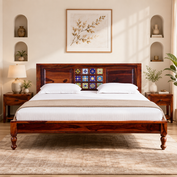 Rangrez Solid Wood King Size Bed In Honey Oak Finish (72 - 78 inch Mattress Size)