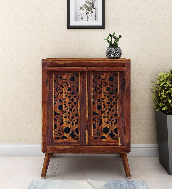 Lifty  Sheesham Wood Shoe Cabinet In Provincial Teak Finish