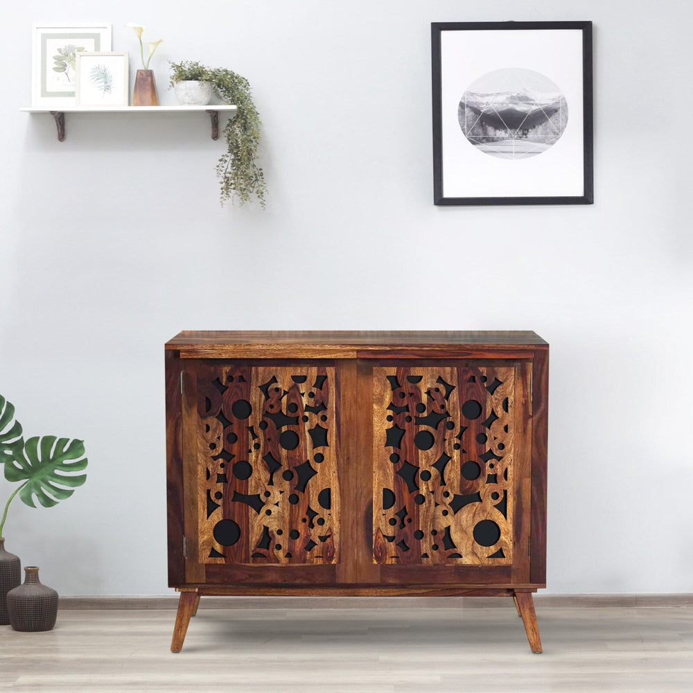 Lifty  Sheesham Wood Cabinet In Provincial Teak Finish