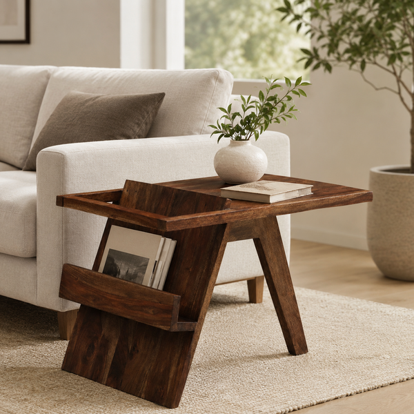 Mora Sheesham Wood End Table In Provincial Teak Finish By Woodsworth