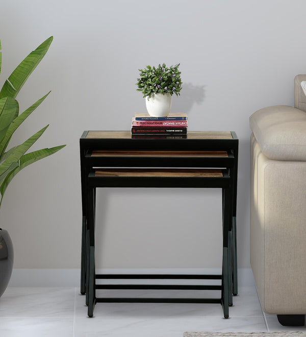 Nugent Sheesham Wood Nest Of Tables In Natural Finish