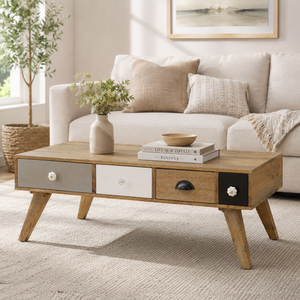 Herman Solid Wood Coffee Table In Natural Finish By Bohemiana