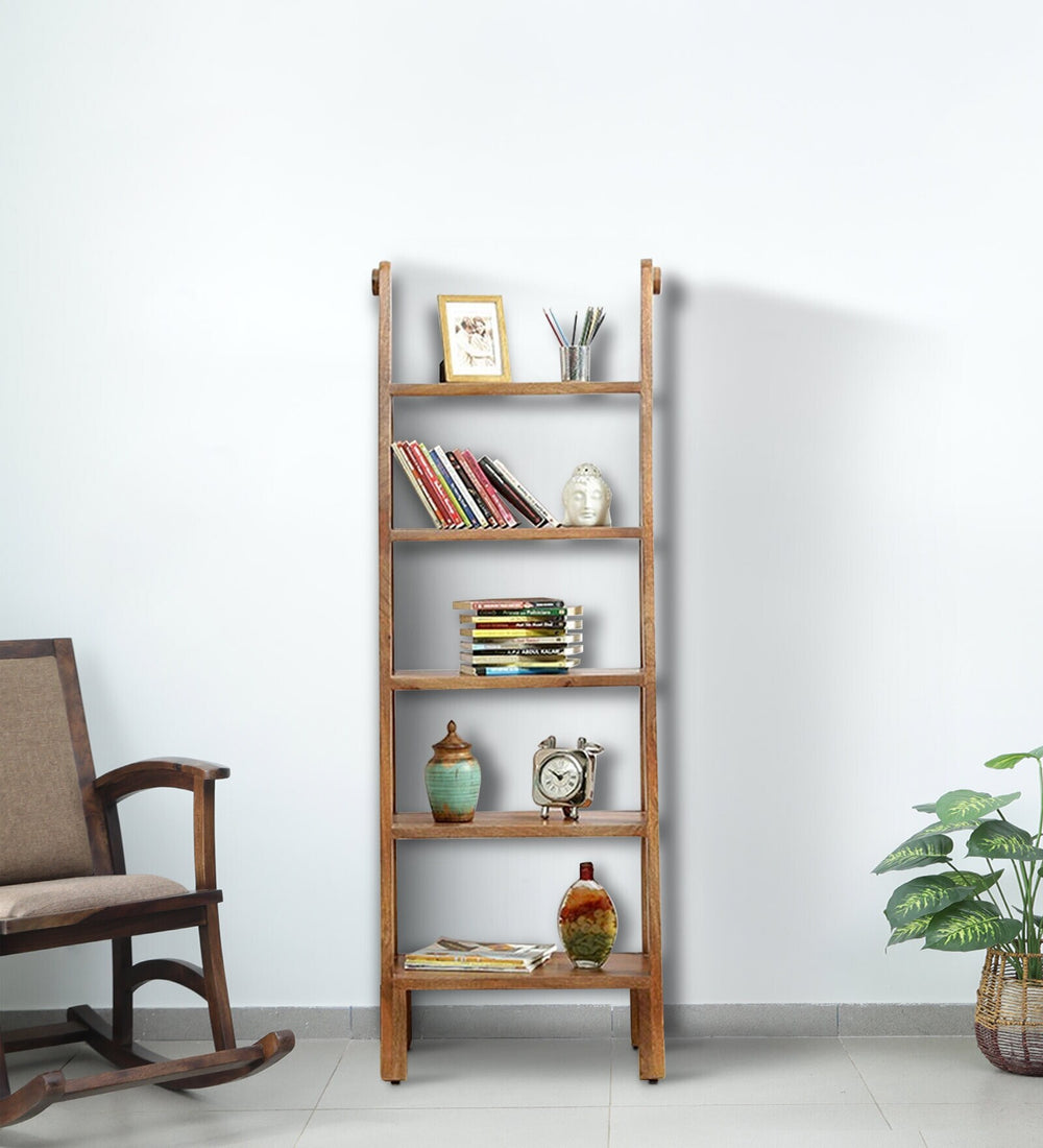 Benno Sheesham Wood Book Shelf In Rustic Teak Finish