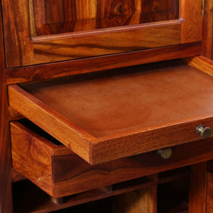 Rangrez Sheesham Wood Bar Cabinet In Honey Oak Finish