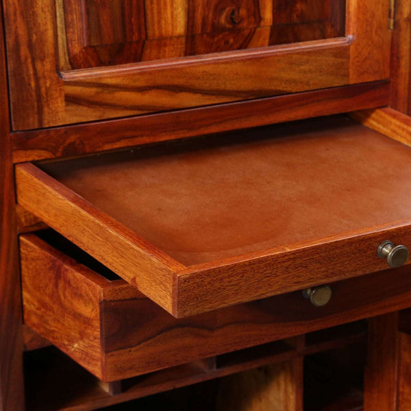 Rangrez Sheesham Wood Bar Cabinet In Honey Oak Finish