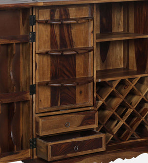 Rangrez Sheesham Wood Bar Cabinet In Provincial Teak Finish
