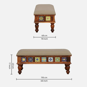Rangrez Sheesham Wood 6 Seater Dining Set In Honey Oak Finish With Cushioned Bench