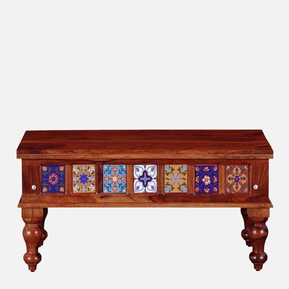 Rangrez Sheesham Wood Large Coffee Table In Honey Oak Finish