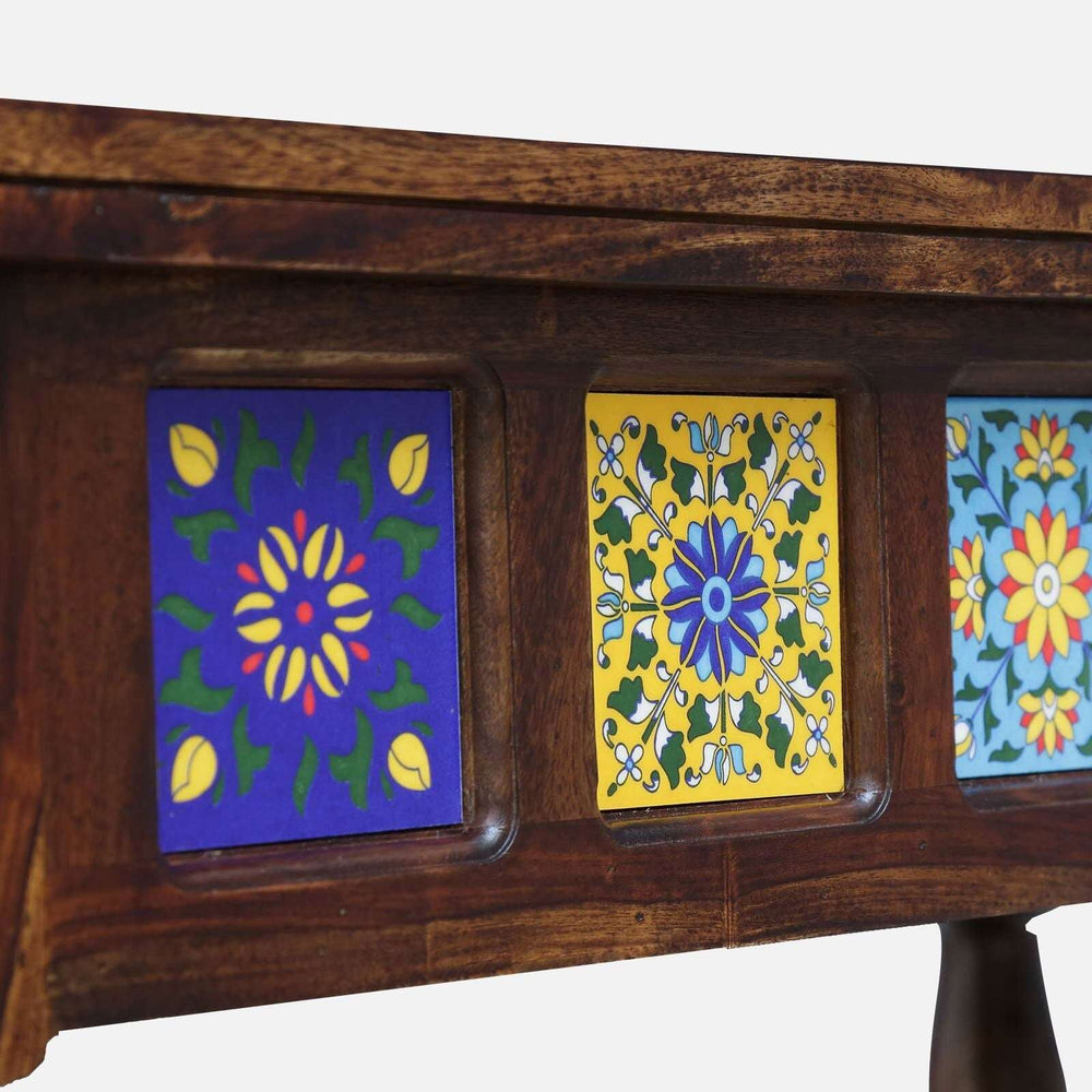 Rangrez Sheesham Wood Console Table In Provincial Teak Finish