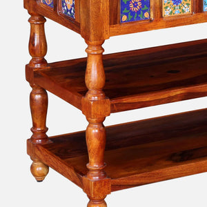 Rangrez Sheesham Wood Console Table In Honey Oak Finish