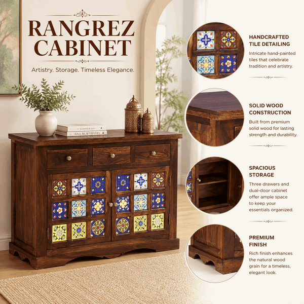 Rangrez Sheesham Wood Sideboard In Provincial Teak