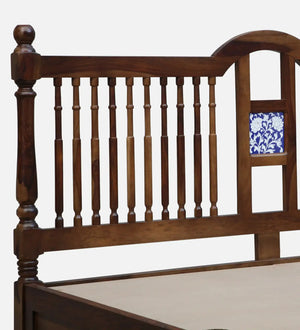 Nilaya Sheesham Wood Queen Size Bed In Provincial Teak Finish With Box Storage (60 - 78 inch Mattress Size)