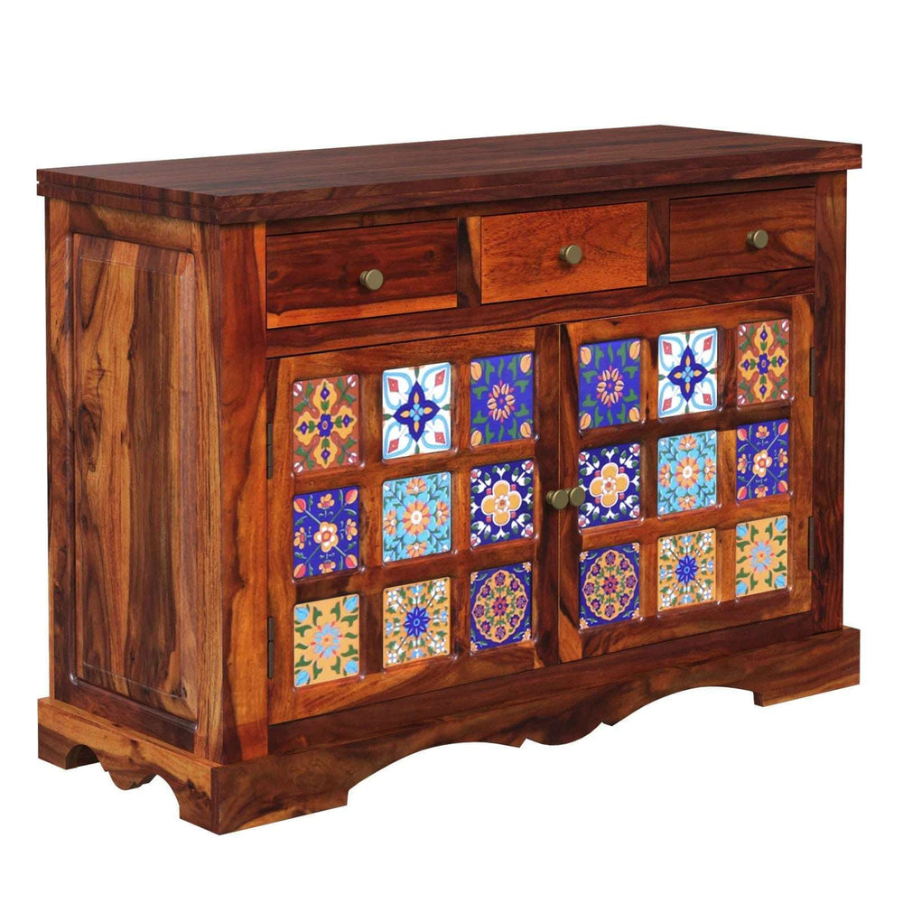 Rangrez Sheesham Wood Sideboard In Honey Oak Finish