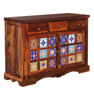 Rangrez Sheesham Wood Sideboard In Honey Oak Finish
