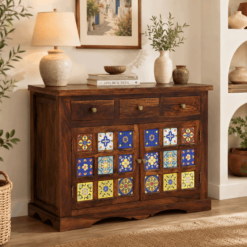Rangrez Sheesham Wood Sideboard In Provincial Teak