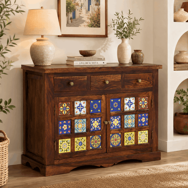 Rangrez Sheesham Wood Sideboard In Provincial Teak