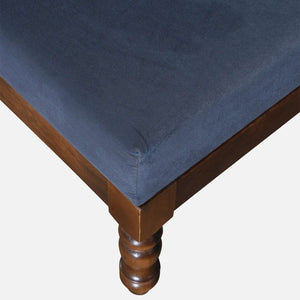 Nilaya Sheesham Wood Nesting Coffee Table Set in Provincial Teak Finish With Cushioned Stools