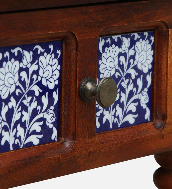 Nilaya Sheesham Wood Bedside Table In Honey Oak Finish With Drawer