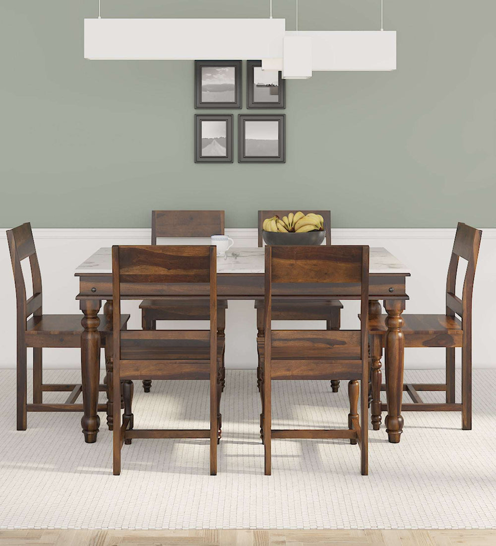 Uri Six Seater Dining Table with Six Chairs & With Porcelain Top