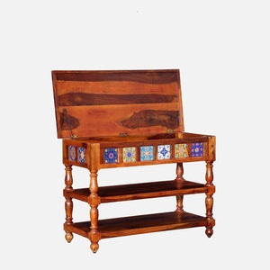 Rangrez Sheesham Wood Console Table In Honey Oak Finish