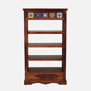 Rangrez Sheesham Wood Book Shelf In Honey Oak Finish