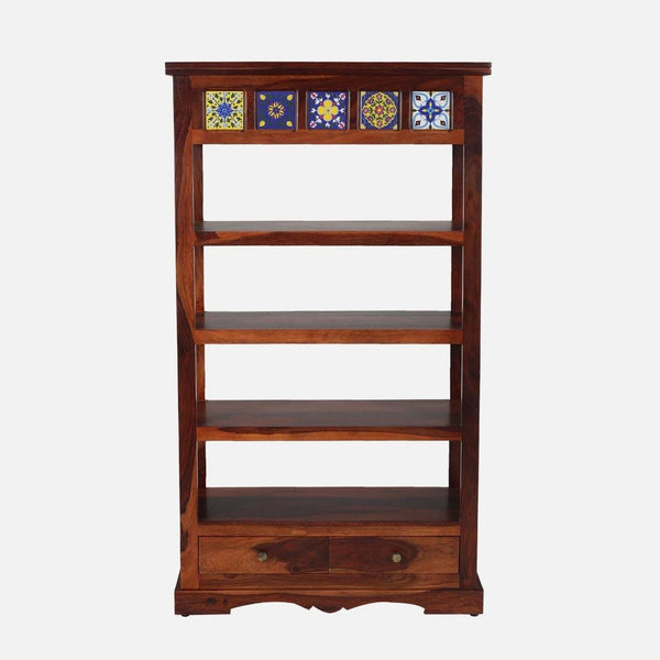 Rangrez Sheesham Wood Book Shelf In Honey Oak Finish