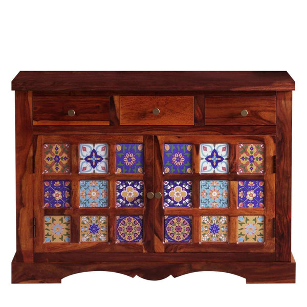 Rangrez Sheesham Wood Sideboard In Honey Oak Finish