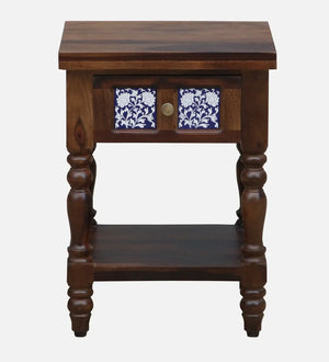 Nilaya Sheesham Wood Bedside Table In Provincial Teak Finish With Drawer