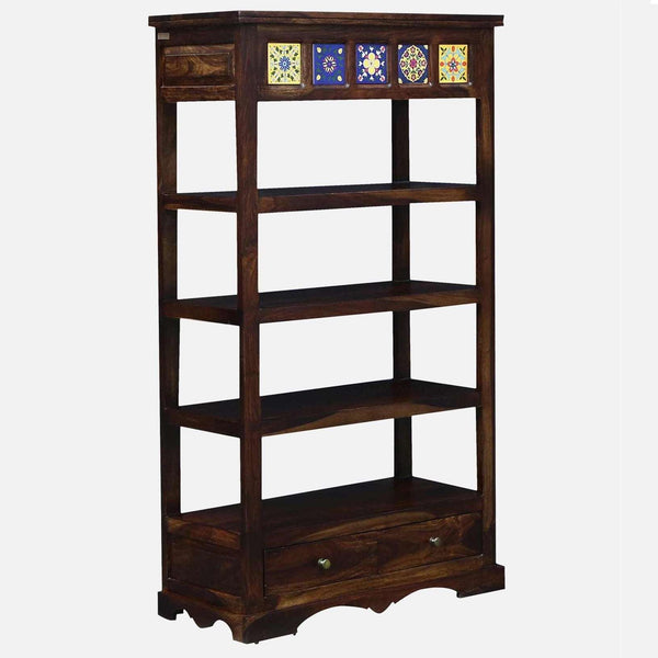 Rangrez Sheesham Wood Book Shelf In Provincial Teak Finish