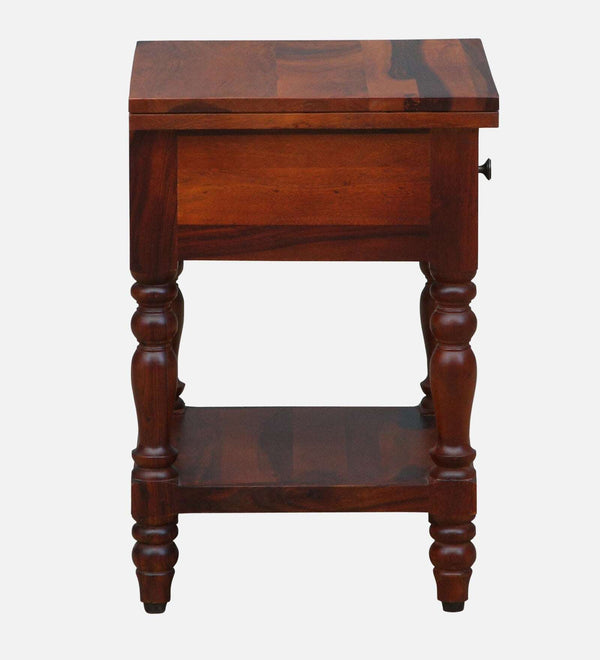 Nilaya Sheesham Wood Bedside Table In Honey Oak Finish With Drawer