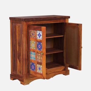 Rangrez Sheesham Wood Cabinet In Honey Oak Finish