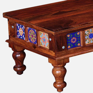 Rangrez Sheesham Wood Large Coffee Table In Honey Oak Finish
