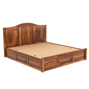 Sniu Sheesham Wood Queen Size Bed In Teak Finish With Box Storage (60 x 78 inches)