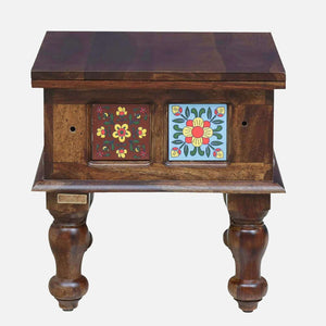Rangrez Sheesham Wood Night Stand In Provincial Teak Finish