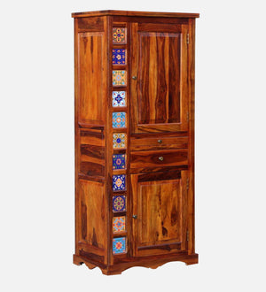 Rangrez Sheesham Wood Bar Cabinet In Honey Oak Finish