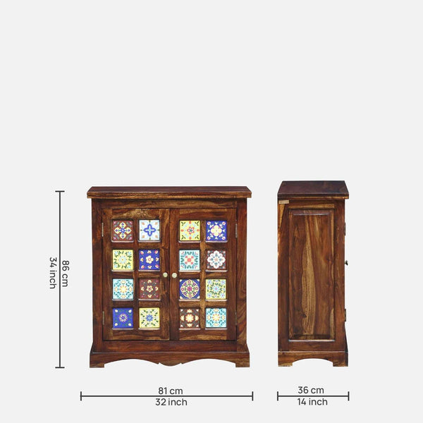 Rangrez Sheesham Wood Cabinet In Provincial Teak Finish